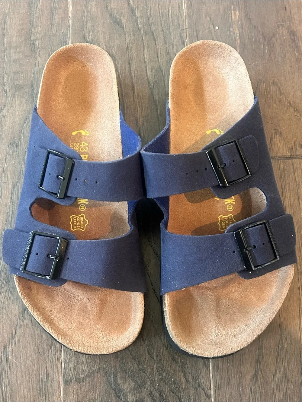 Birkenstock Men’s size 38 Navy Double-Buckle Slide Sandals